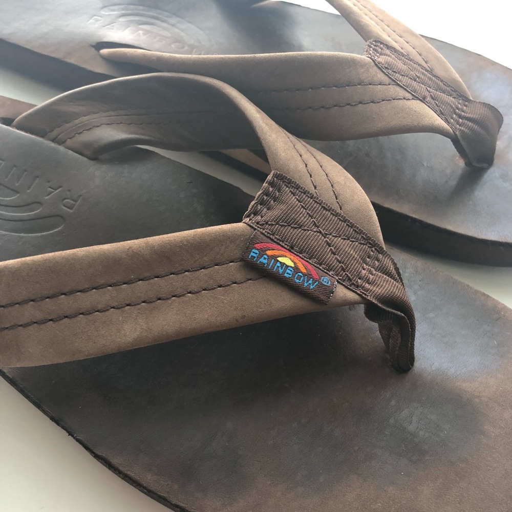 Rainbow Flip Flops - Dark Brown